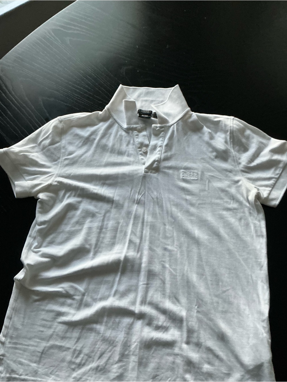 Boss White Short-Sleeve Polo with Embroidered Logo